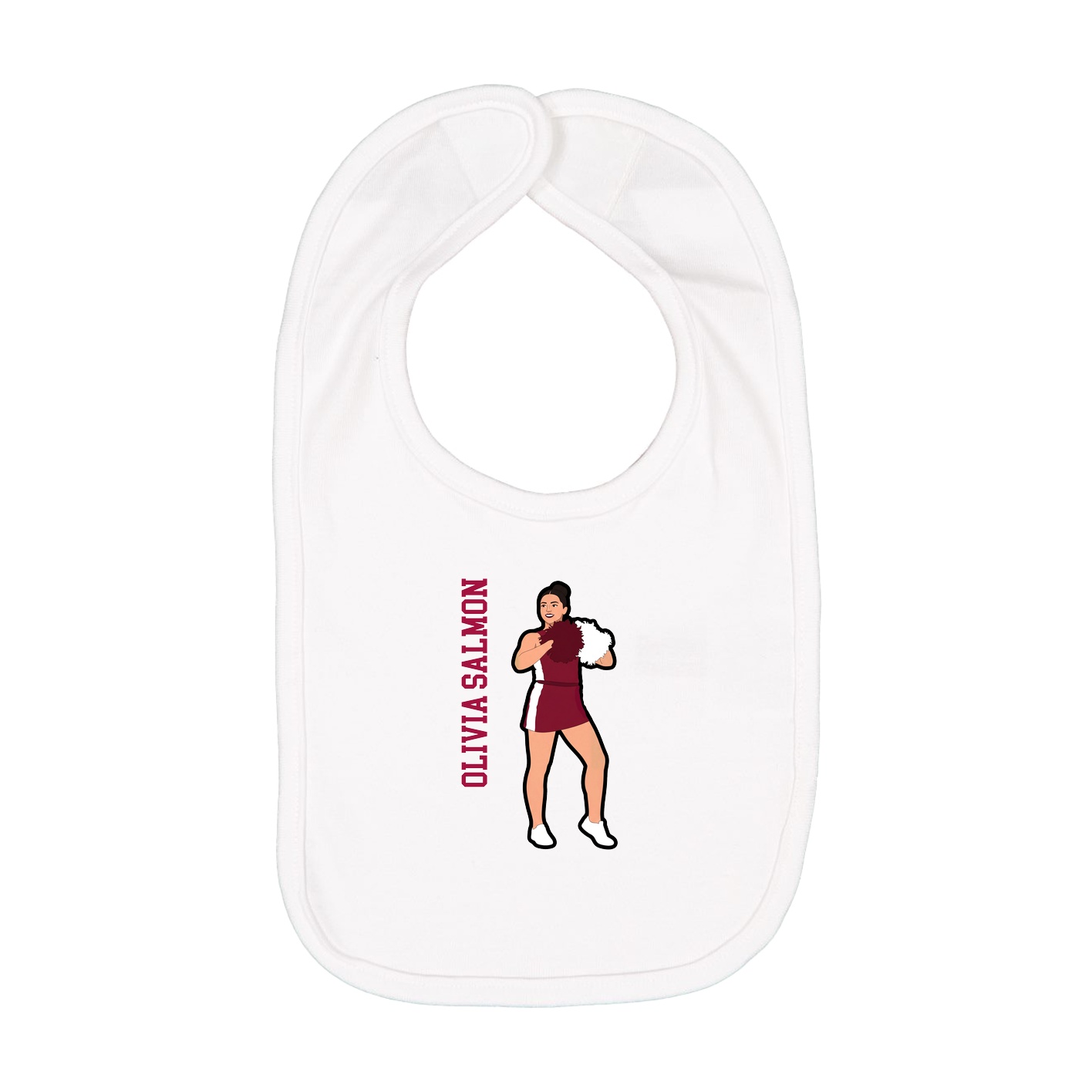 Infant Bib — Name Vertical in White
