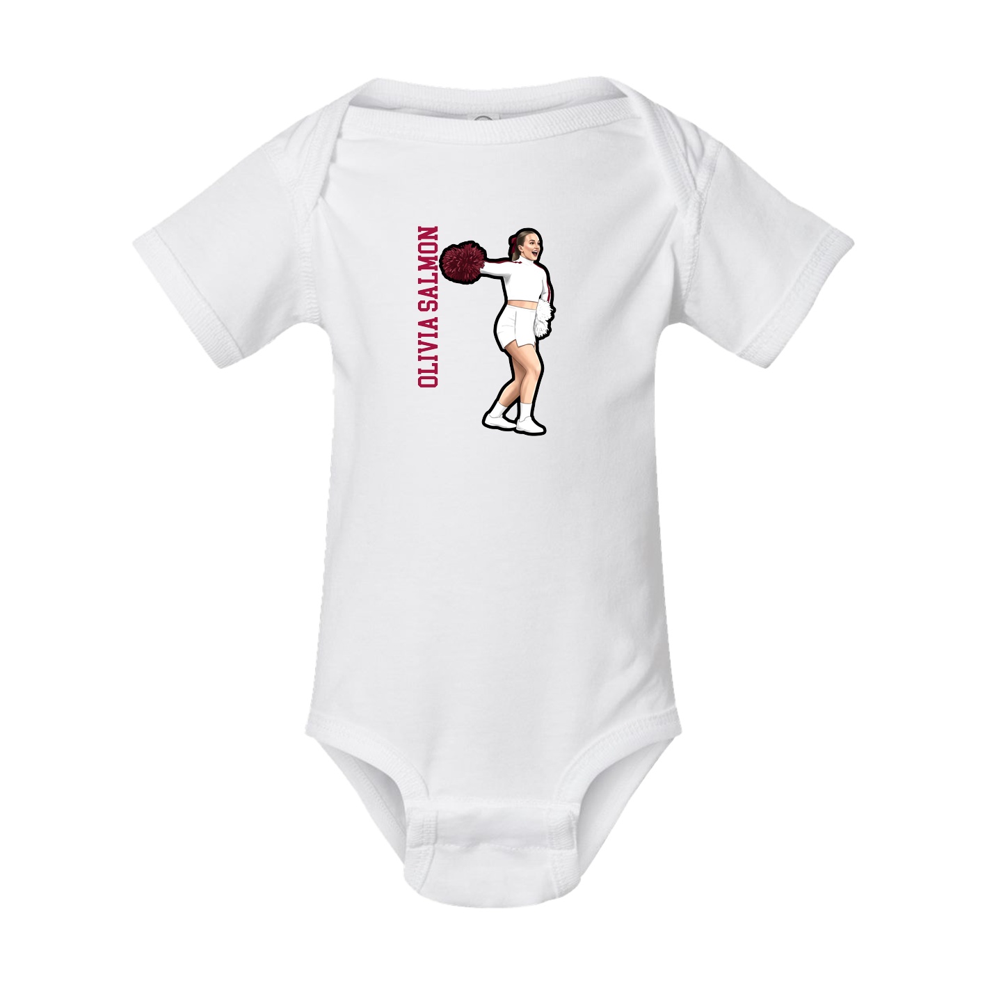 Baby Onesie — Name Vertical in White