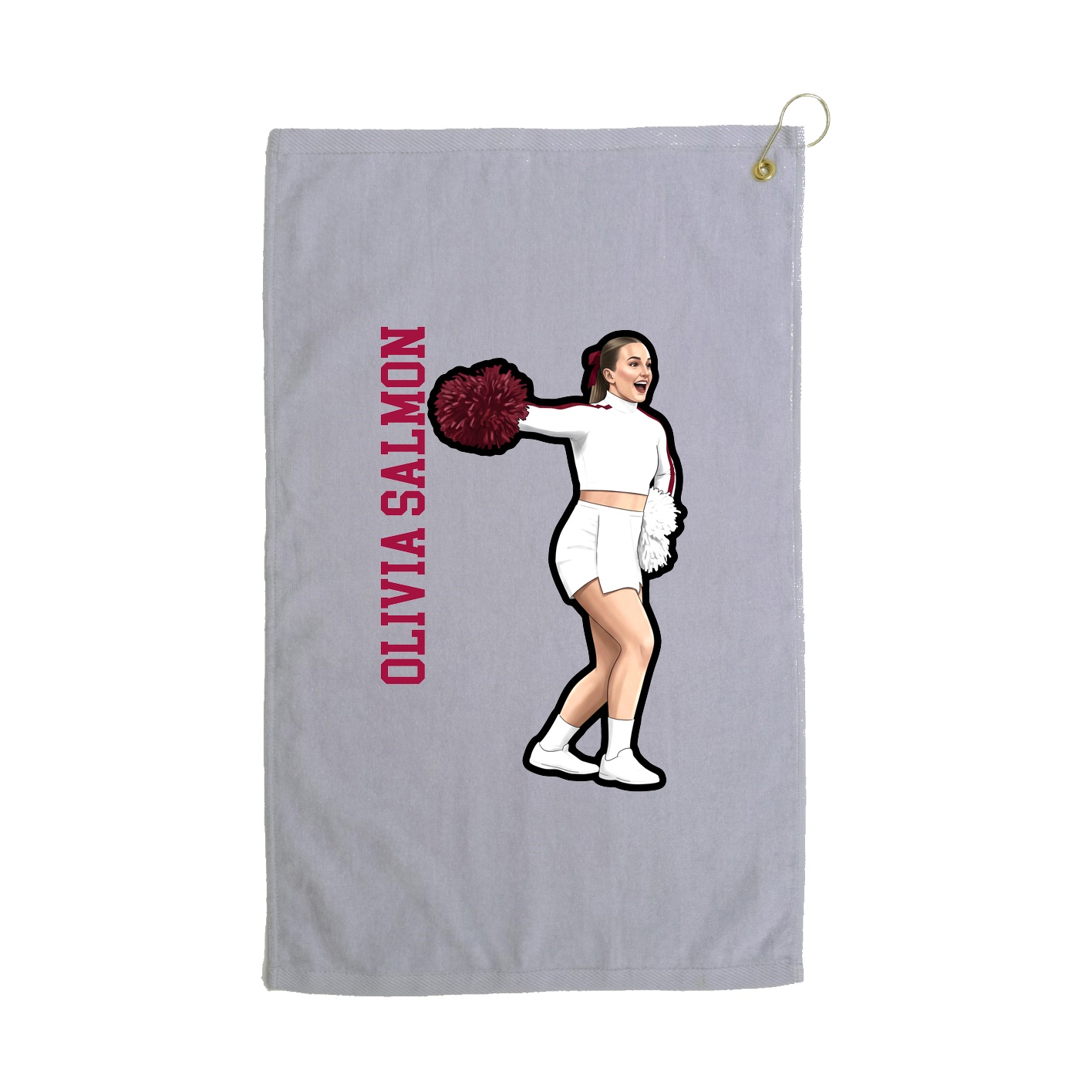 Golf Towel — Name Vertical in Grey
