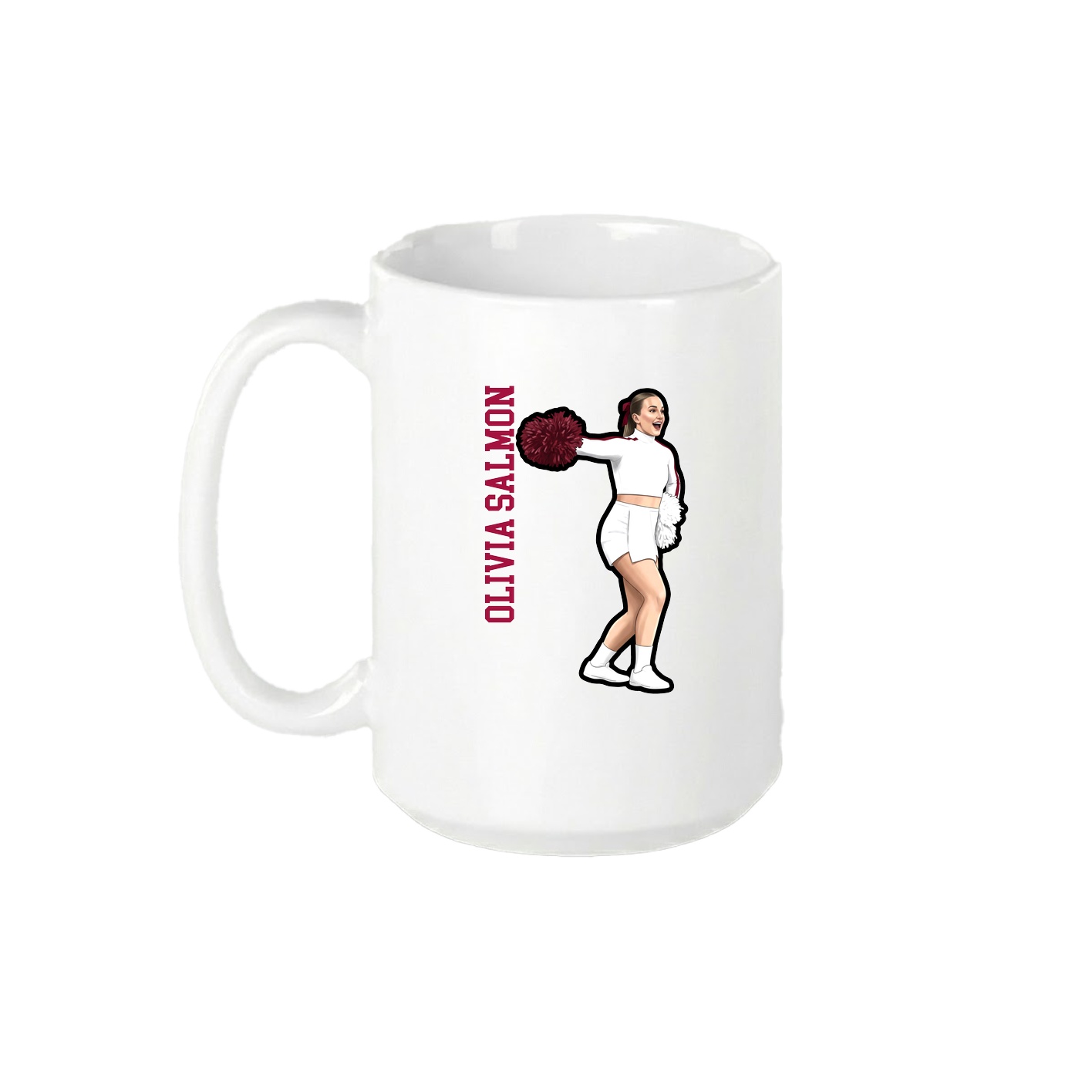 15oz Coffee Mug — Name Vertical in White