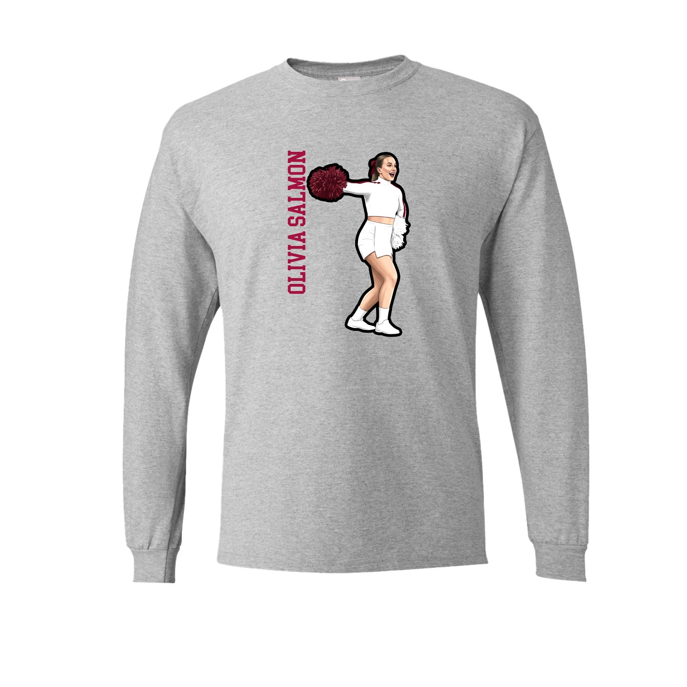Long Sleeve Tee — Name Vertical in Grey