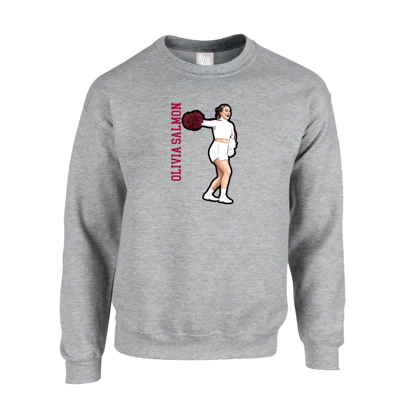 Fleece Crew — Name Vertical in Grey