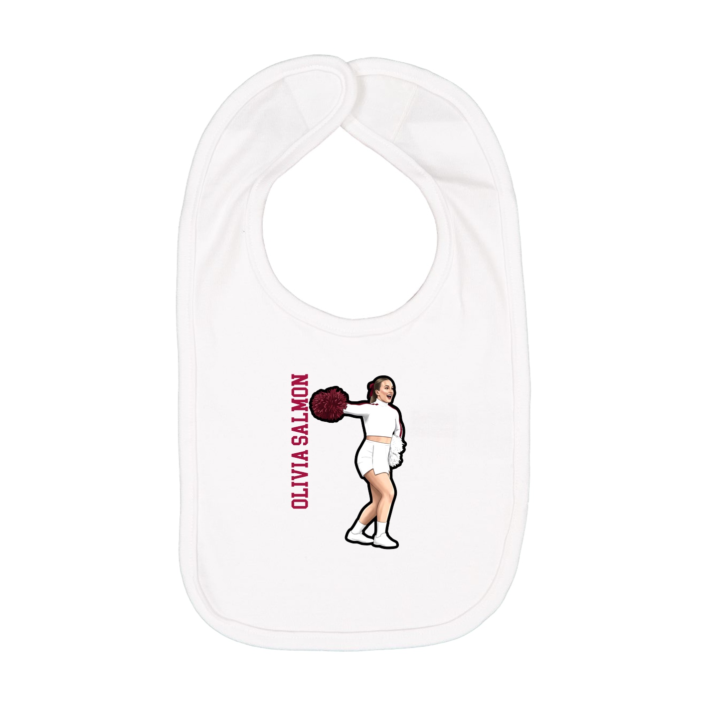 Infant Bib — Name Vertical in White