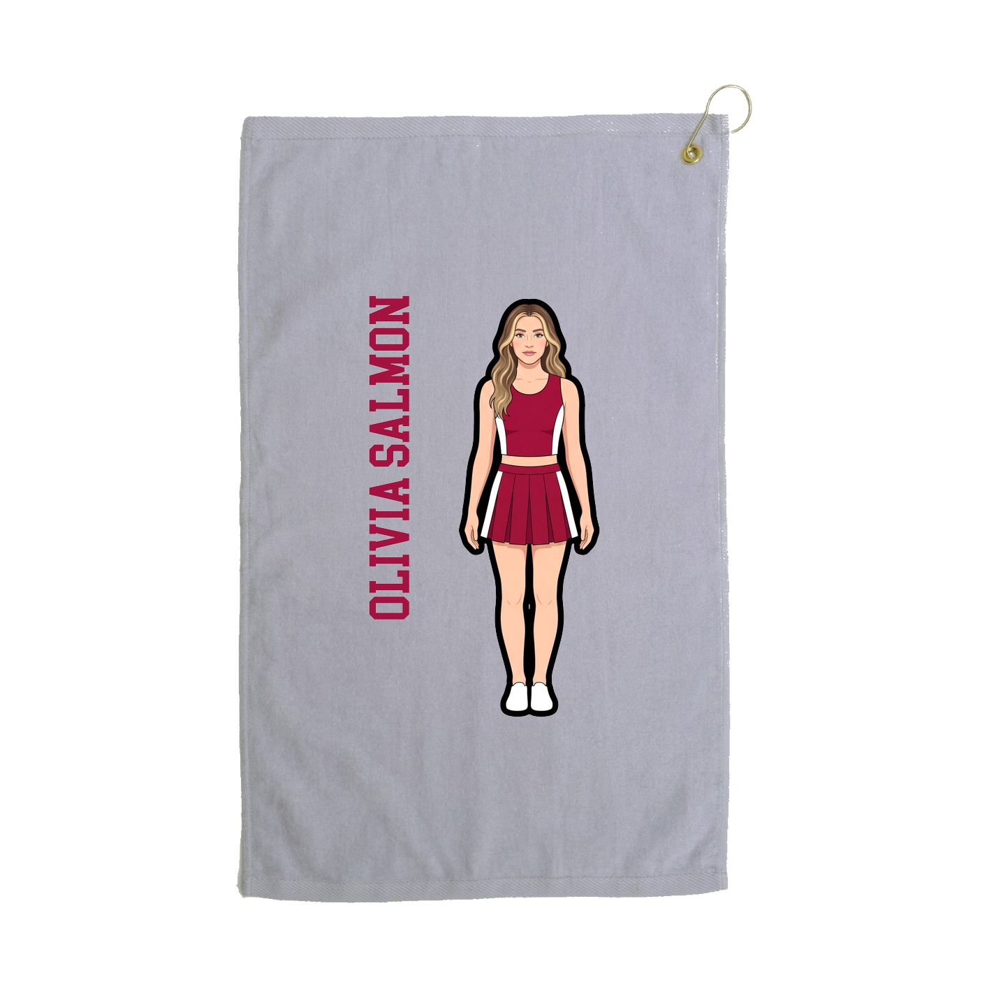Golf Towel — Name Vertical in Grey