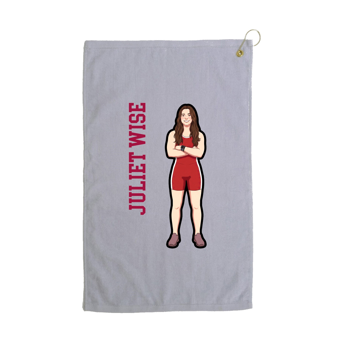 Golf Towel — Name Vertical in Grey