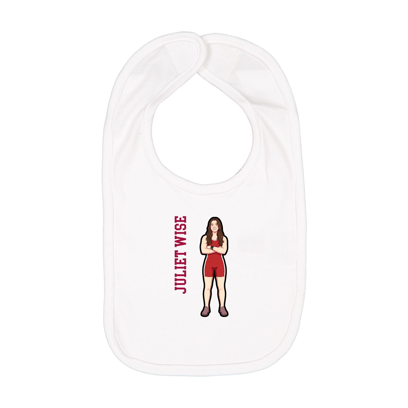 Infant Bib — Name Vertical in White