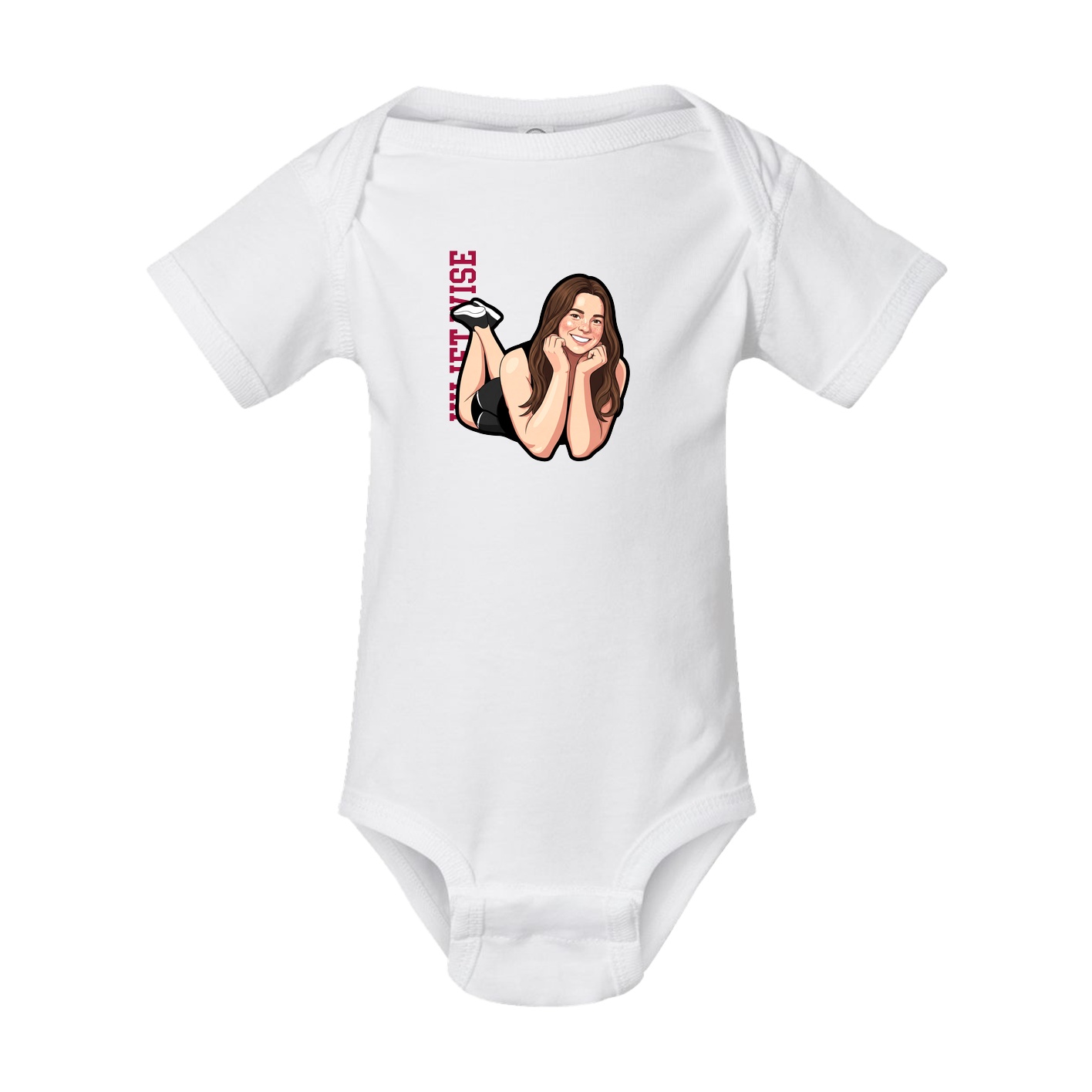 Baby Onesie — Name Vertical in White