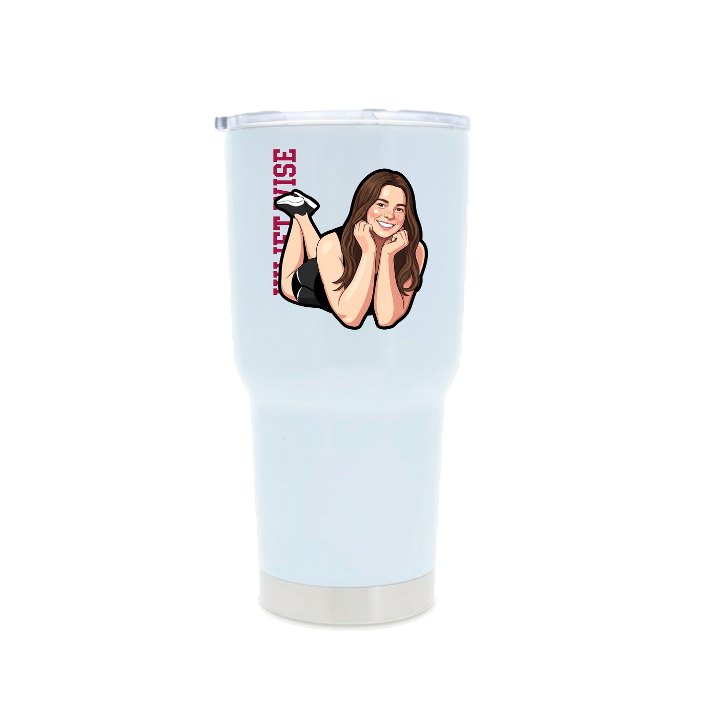 30oz Stainless Steel Tumbler — Name Vertical in White