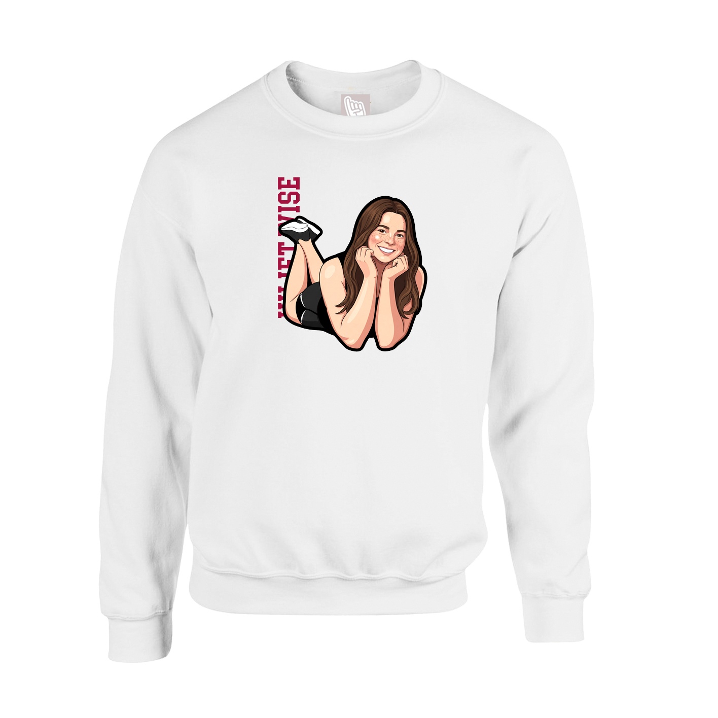 Fleece Crew — Name Vertical in White