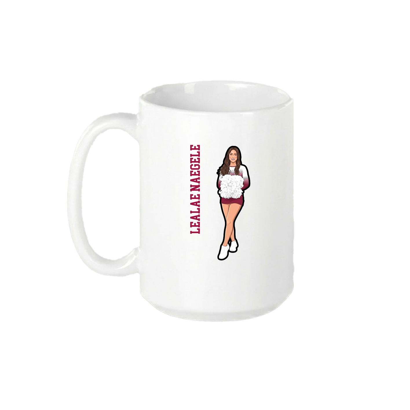 15oz Coffee Mug — Name Vertical in White