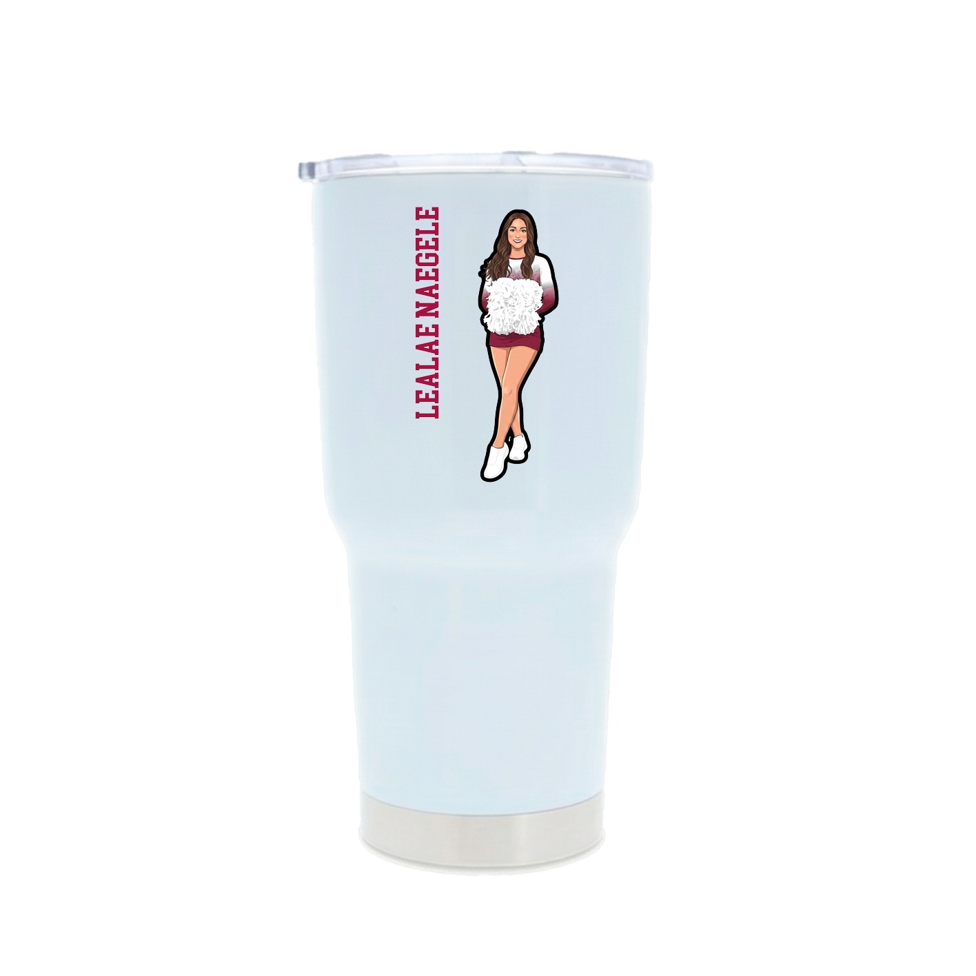 30oz Stainless Steel Tumbler — Name Vertical in White