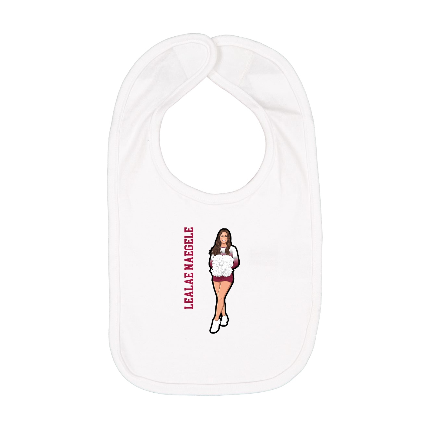 Infant Bib — Name Vertical in White