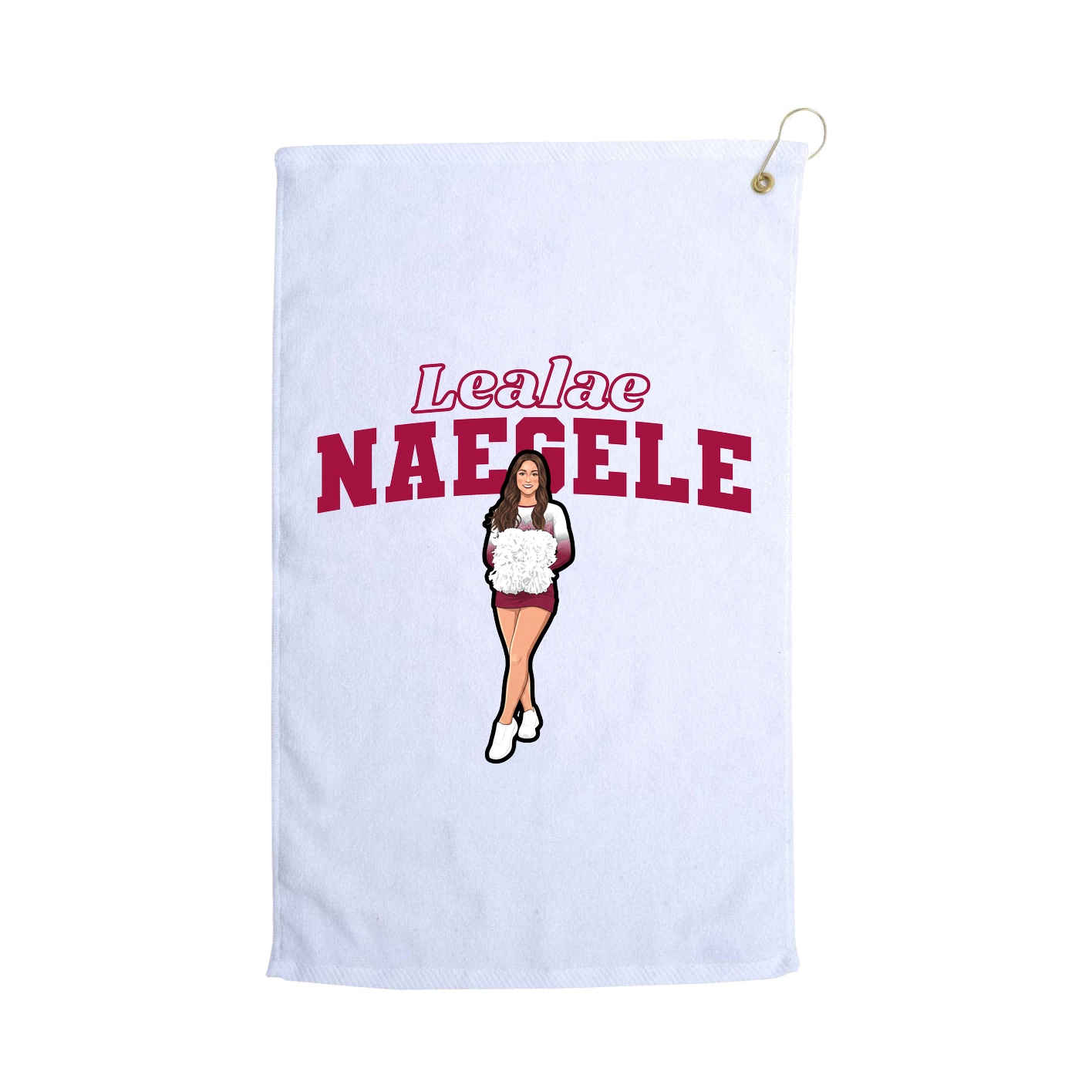 Golf Towel — Name Arch in White