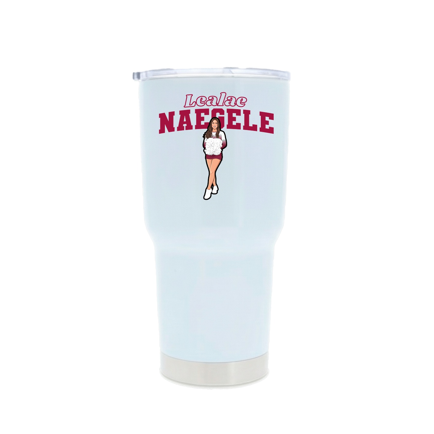 30oz Stainless Steel Tumbler — Name Arch in White