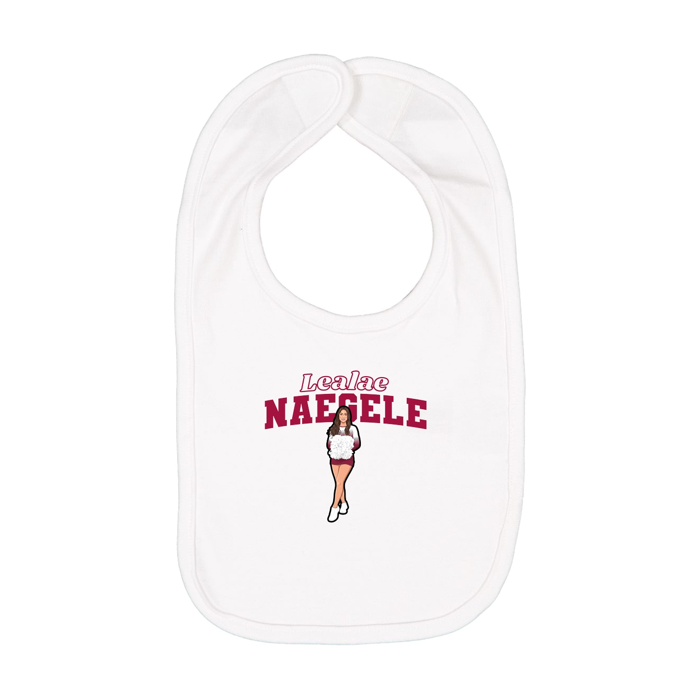 Infant Bib — Name Arch in White