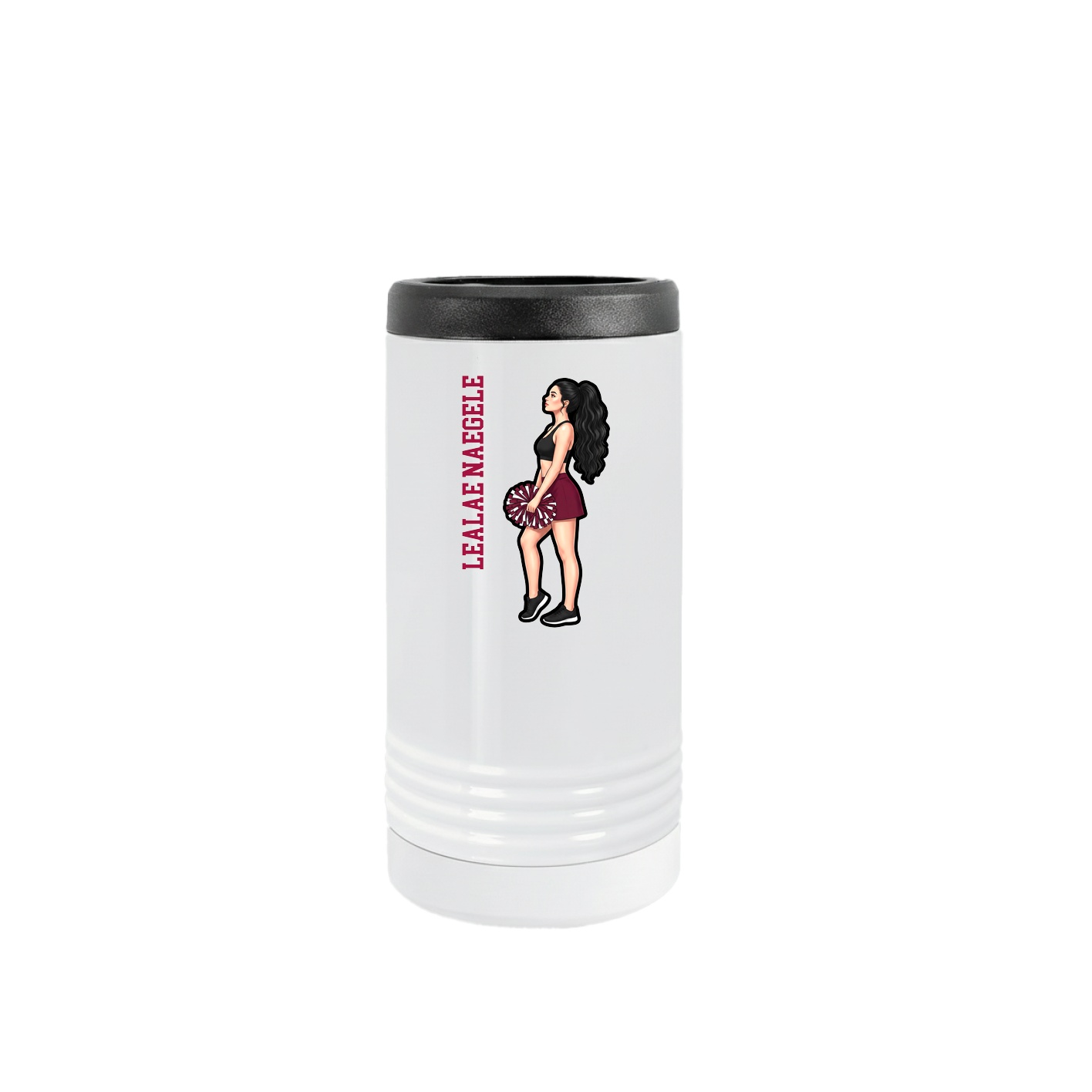 Slim Beverage Holder — Name Vertical in White