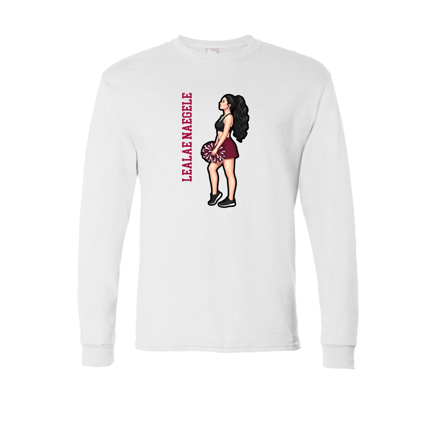 Long Sleeve Tee — Name Vertical in White