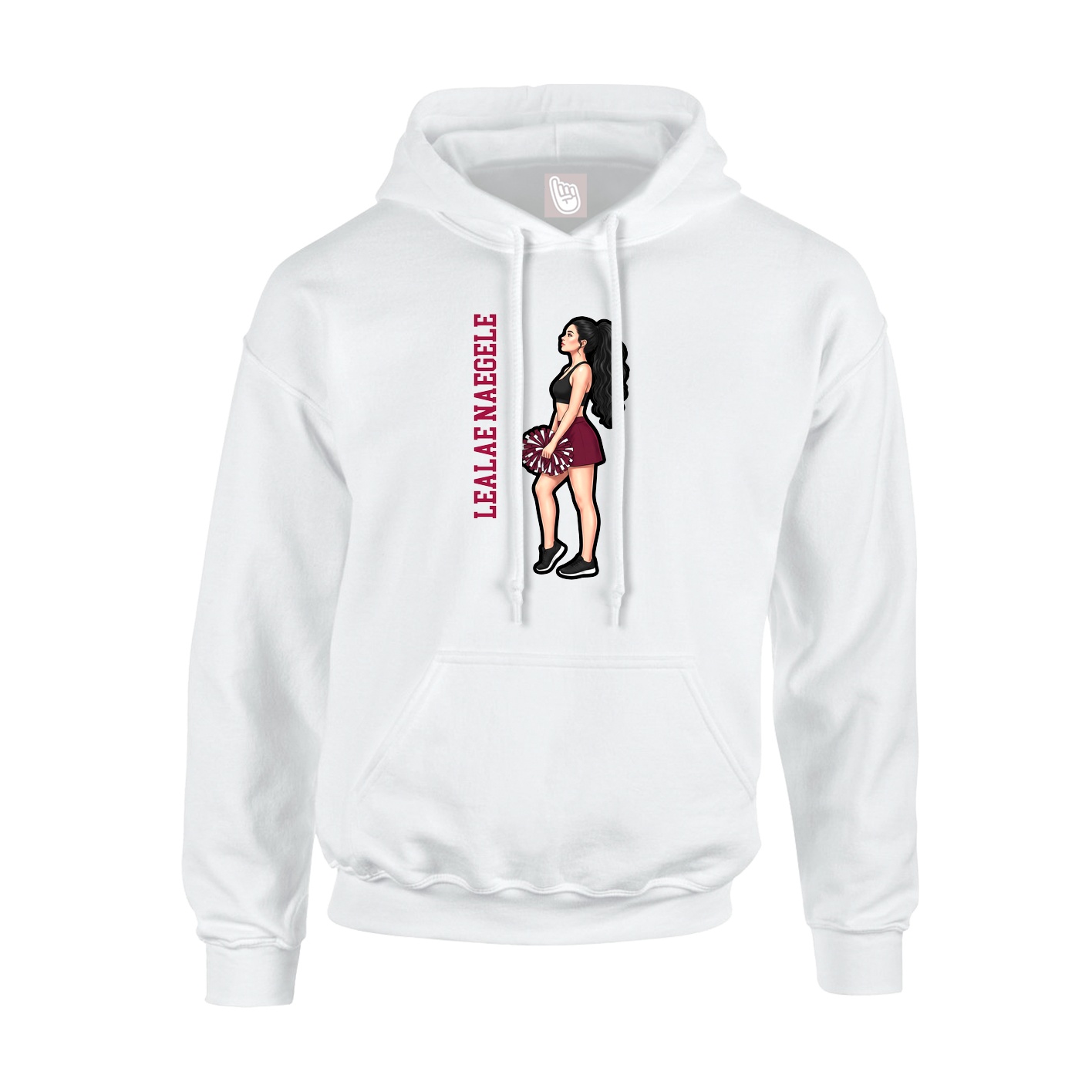 Youth Hoodie — Name Vertical in White