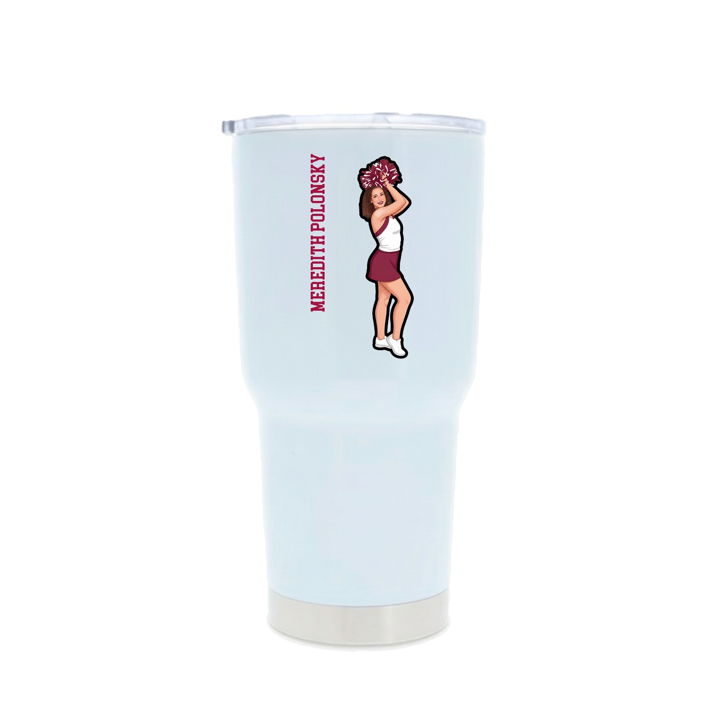 30oz Stainless Steel Tumbler — Name Vertical in White