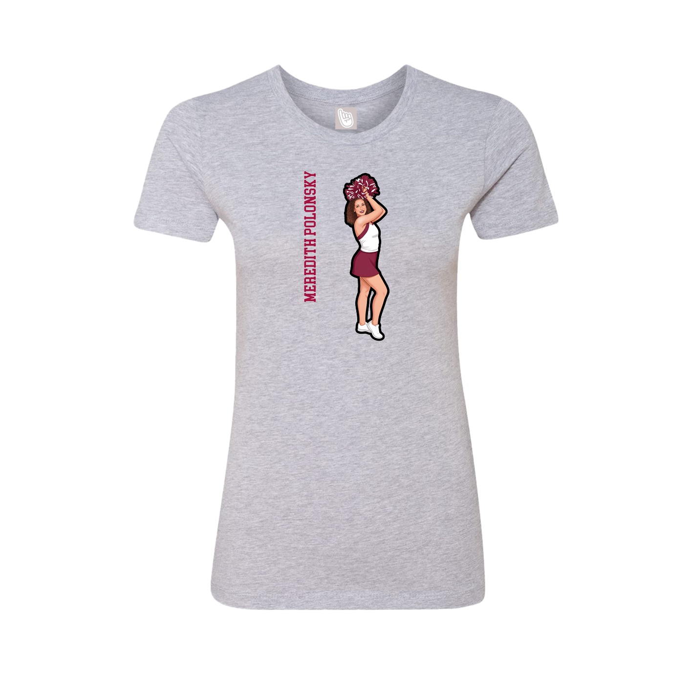 Fitted Women's Tee — Name Vertical in Grey