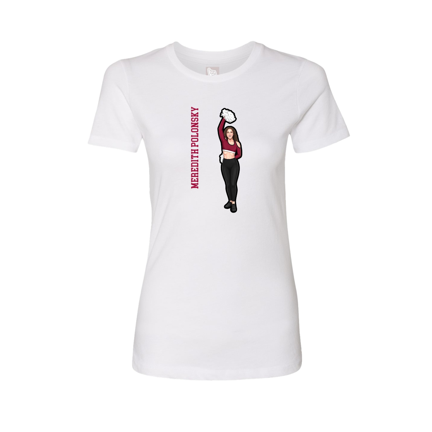 Fitted Women's Tee — Name Vertical in White