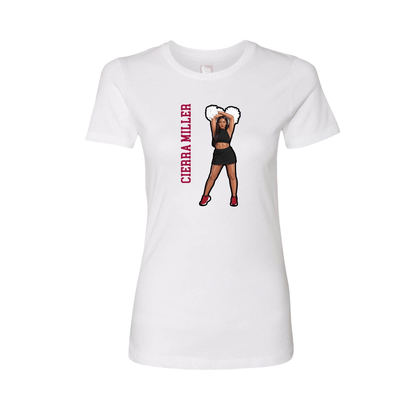 Fitted Women's Tee — Name Vertical in White