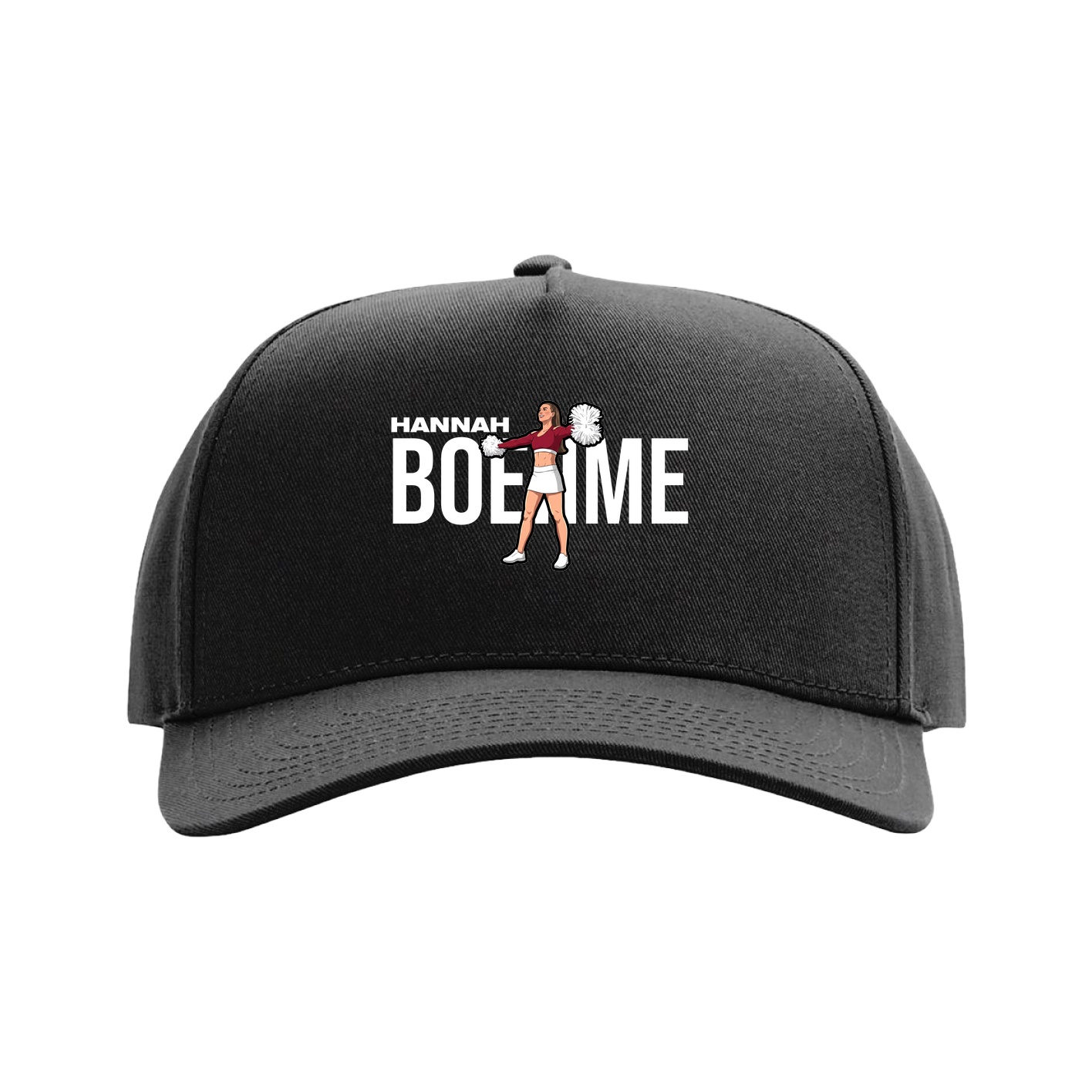 Full Fabric Five-Panel Champ Cap — Player Name in Black