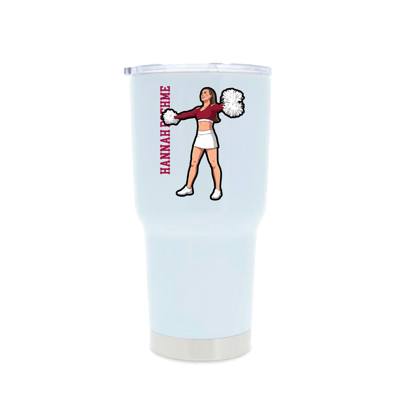 30oz Stainless Steel Tumbler — Name Vertical in White