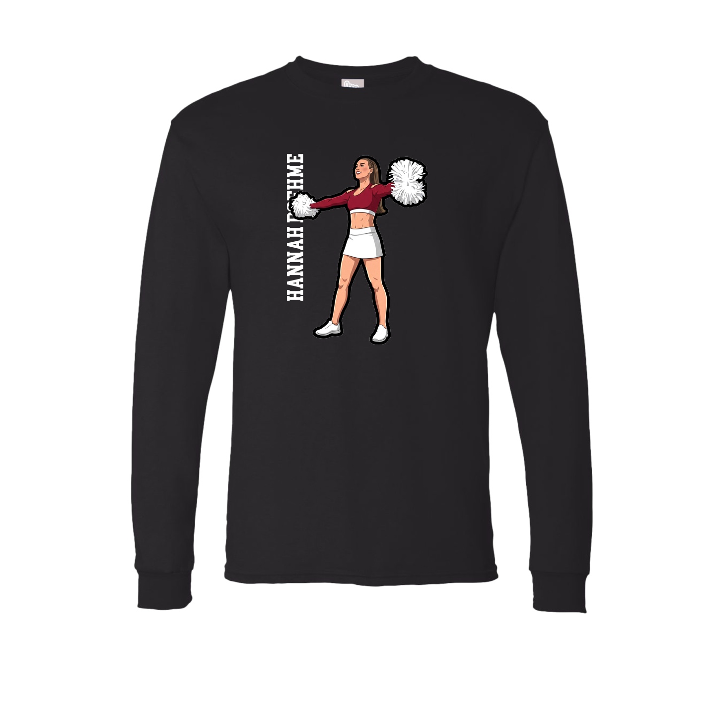 Long Sleeve Tee — Name Vertical in Black