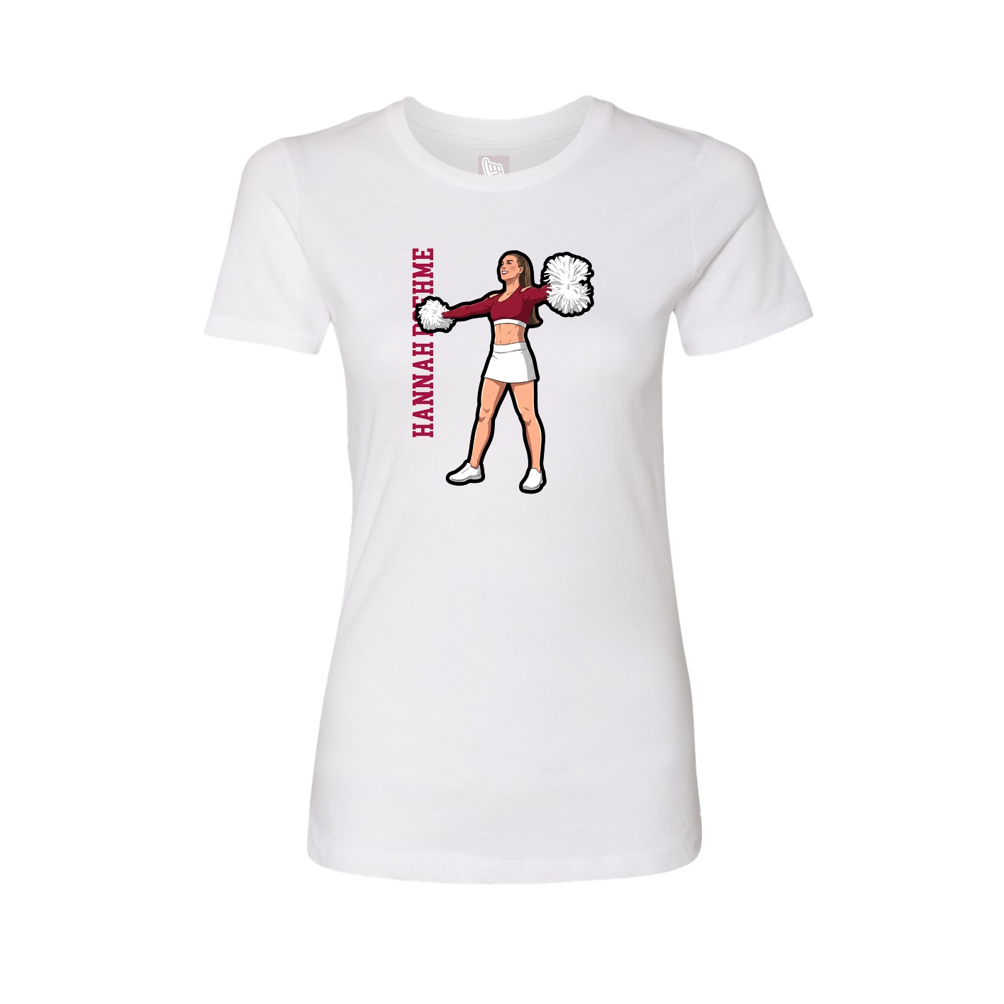 Fitted Women's Tee — Name Vertical in White