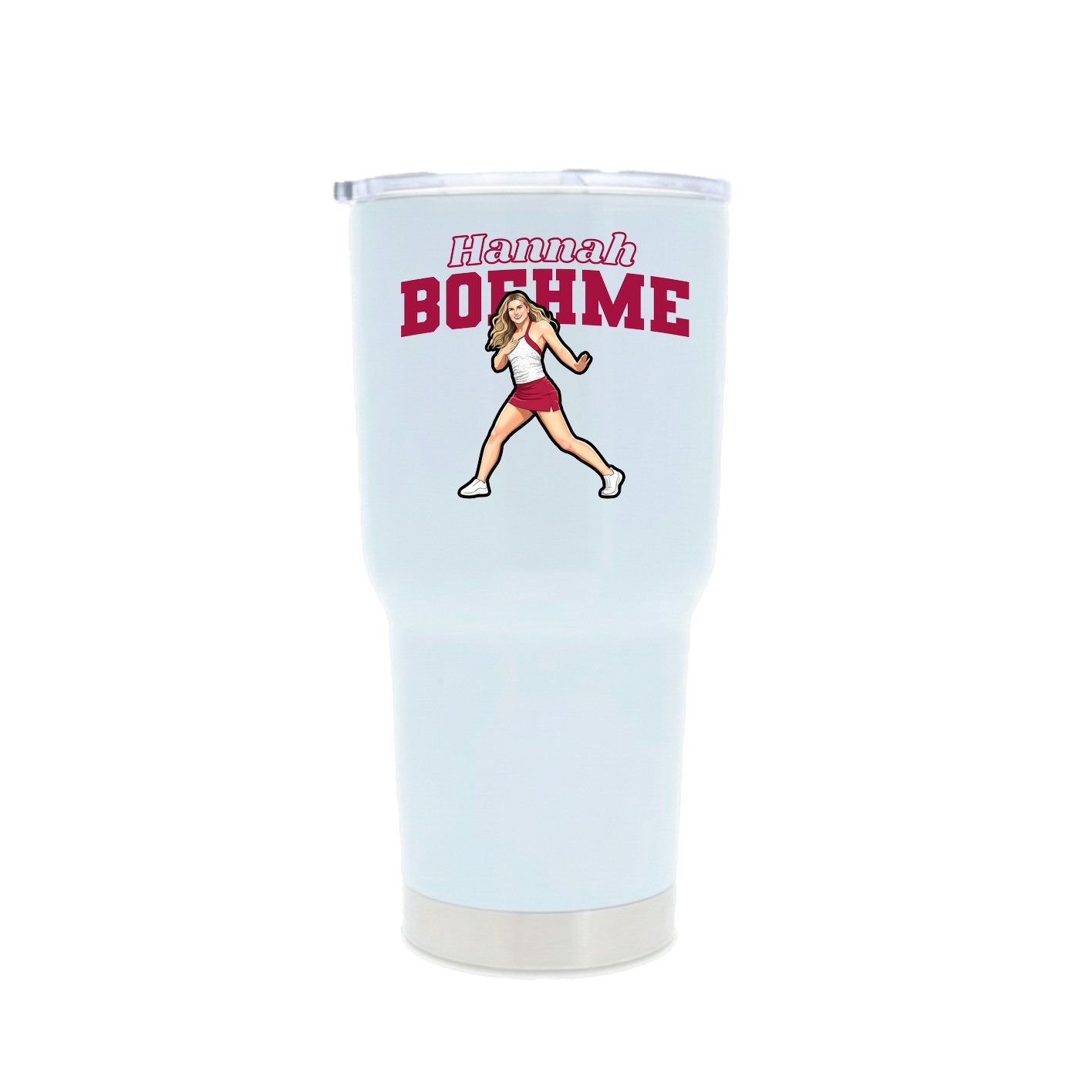 30oz Stainless Steel Tumbler — Name Arch in White