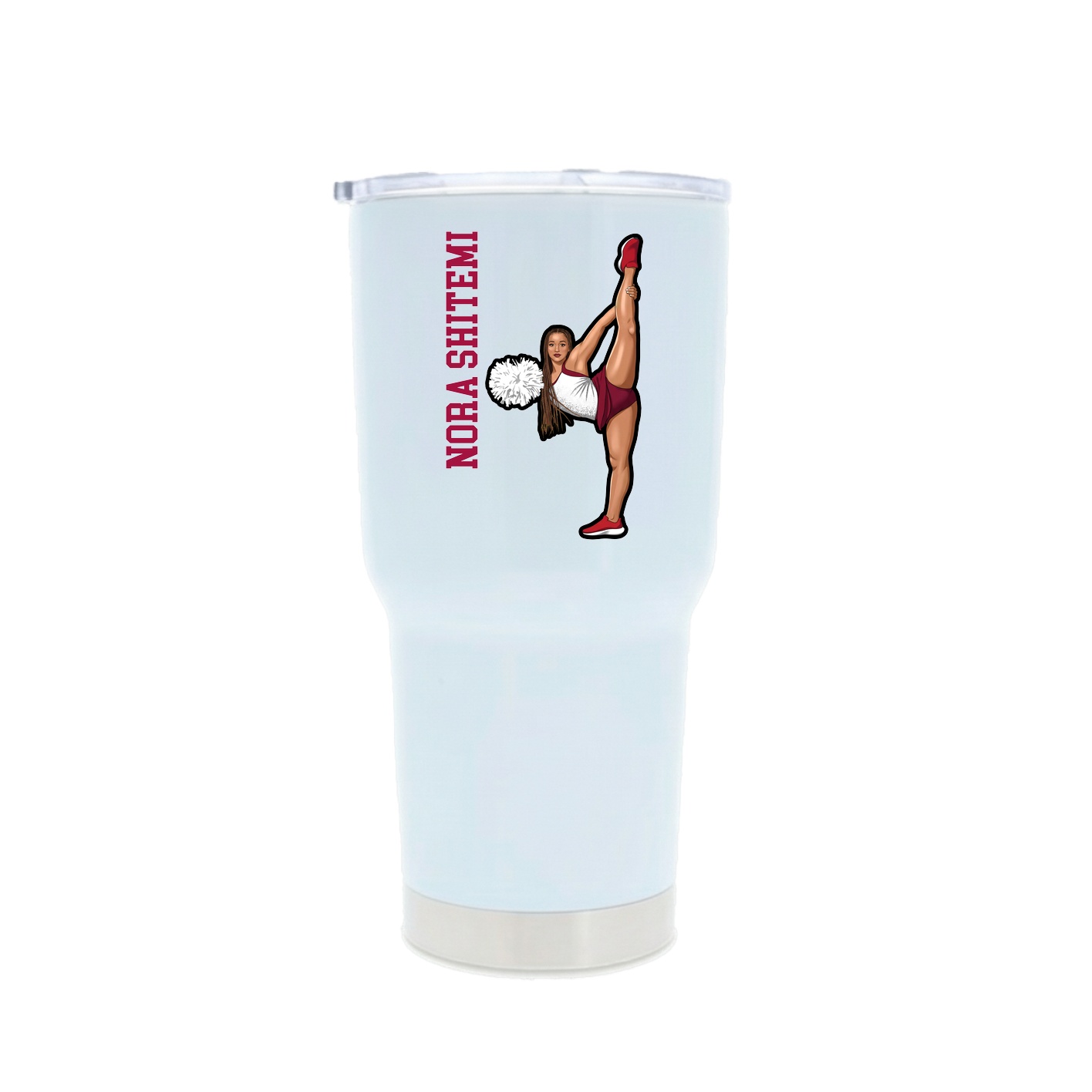 30oz Stainless Steel Tumbler — Name Vertical in White