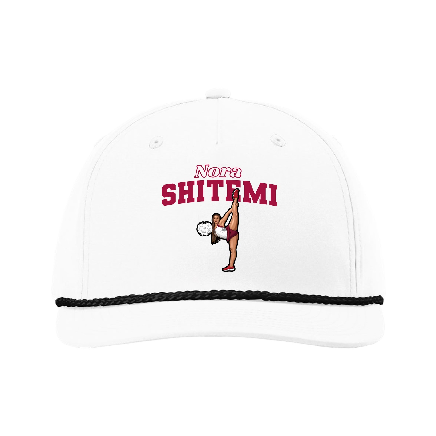 Five-Panel Classic Rope Cap — Name Arch in White