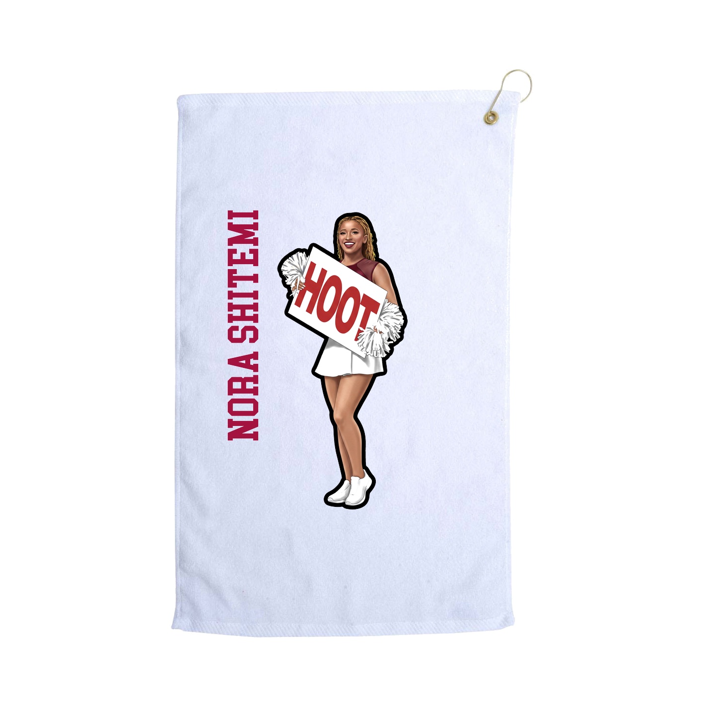 Golf Towel — Name Vertical in White
