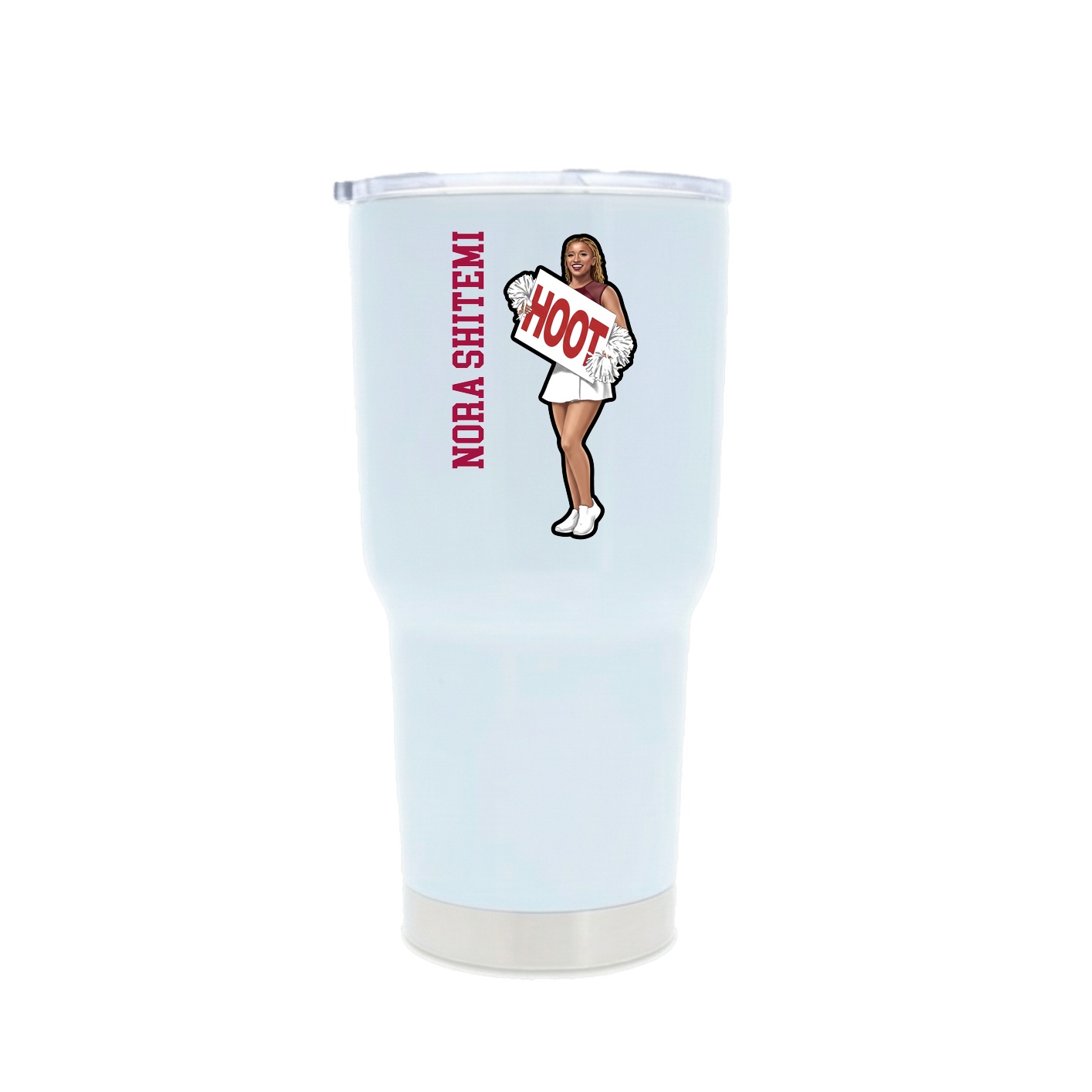 30oz Stainless Steel Tumbler — Name Vertical in White