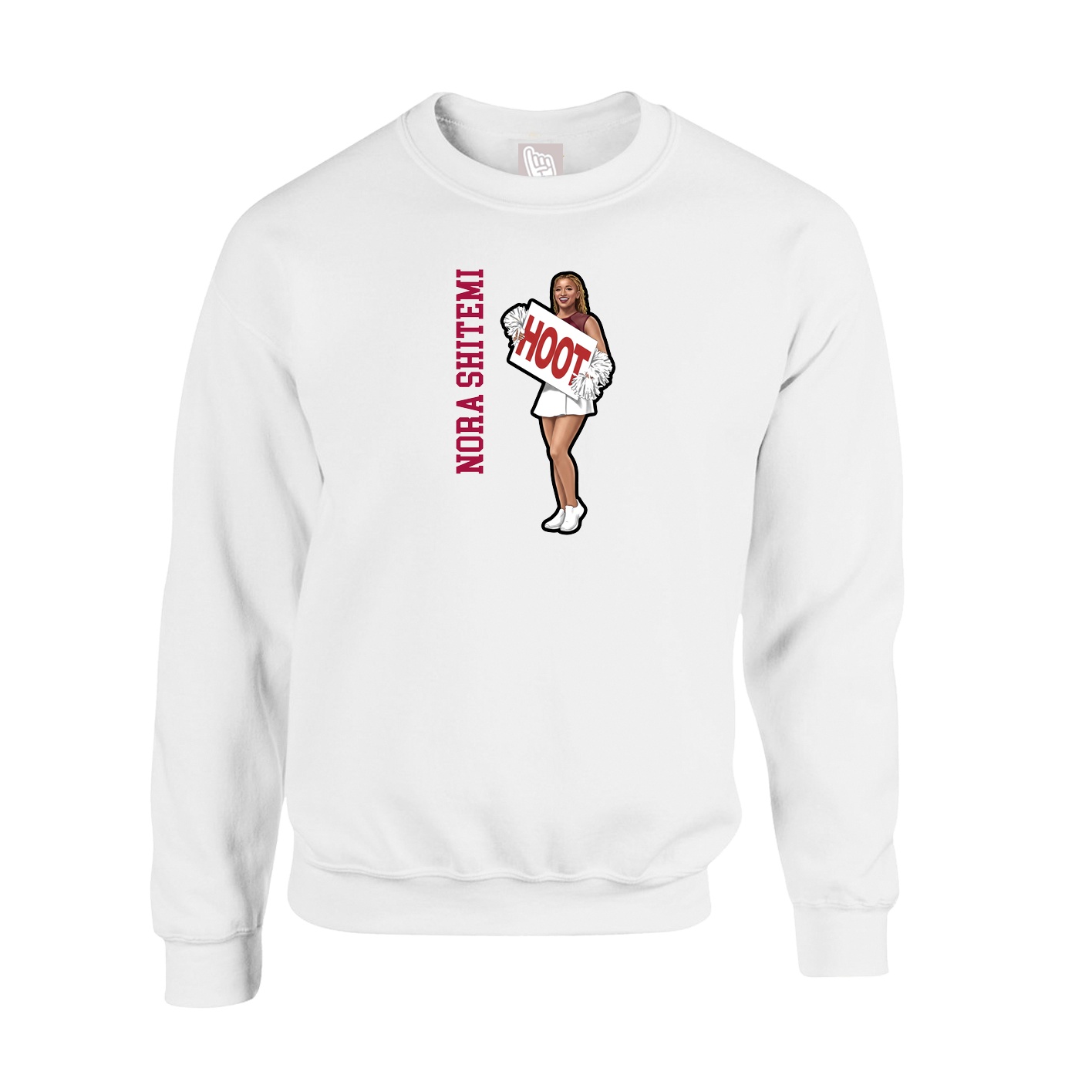 Fleece Crew — Name Vertical in White
