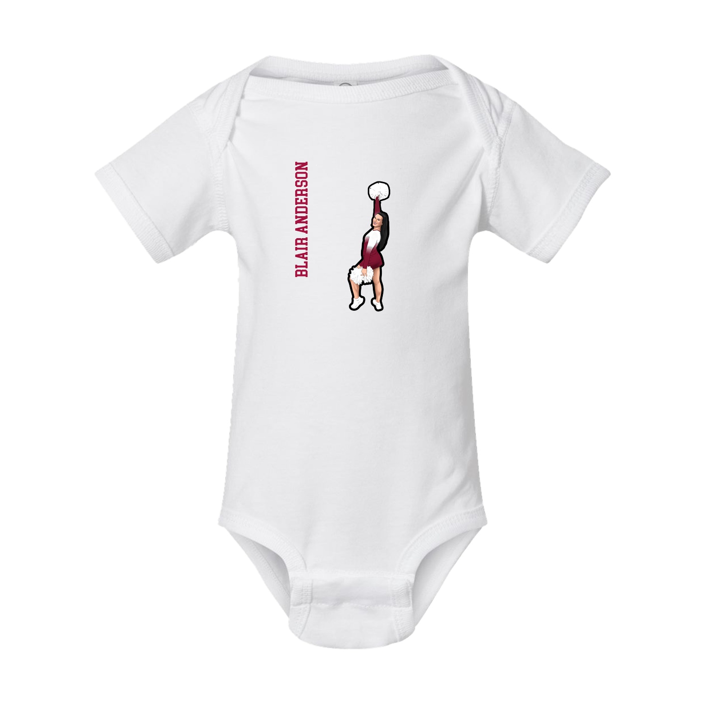 Baby Onesie — Name Vertical in White