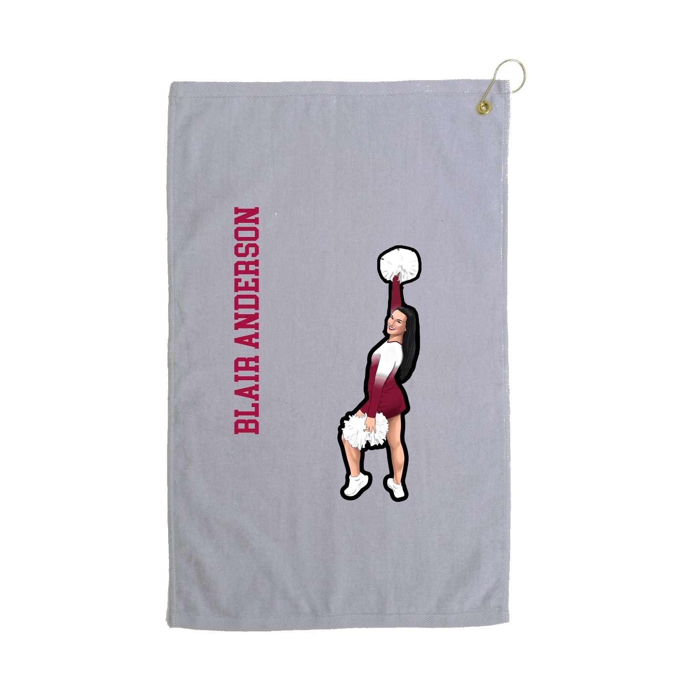 Golf Towel — Name Vertical in Grey