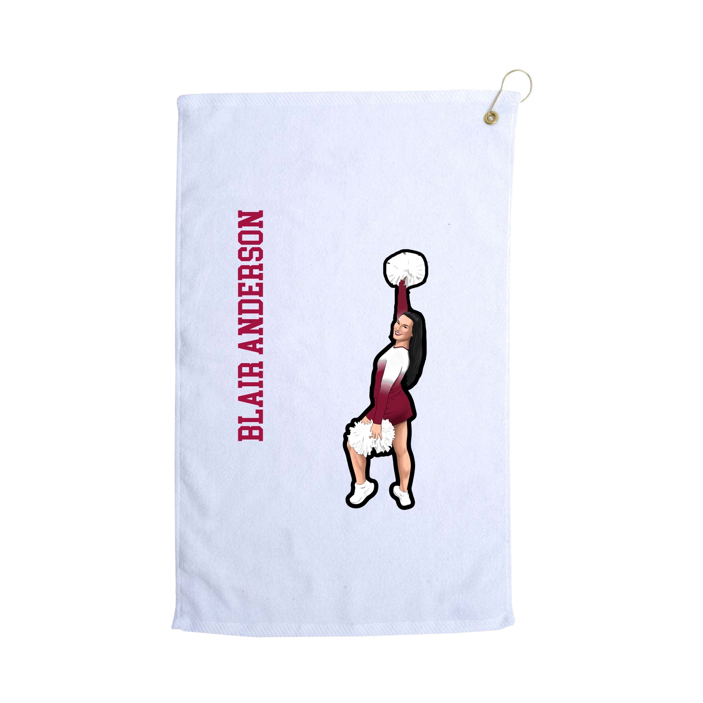 Golf Towel — Name Vertical in White