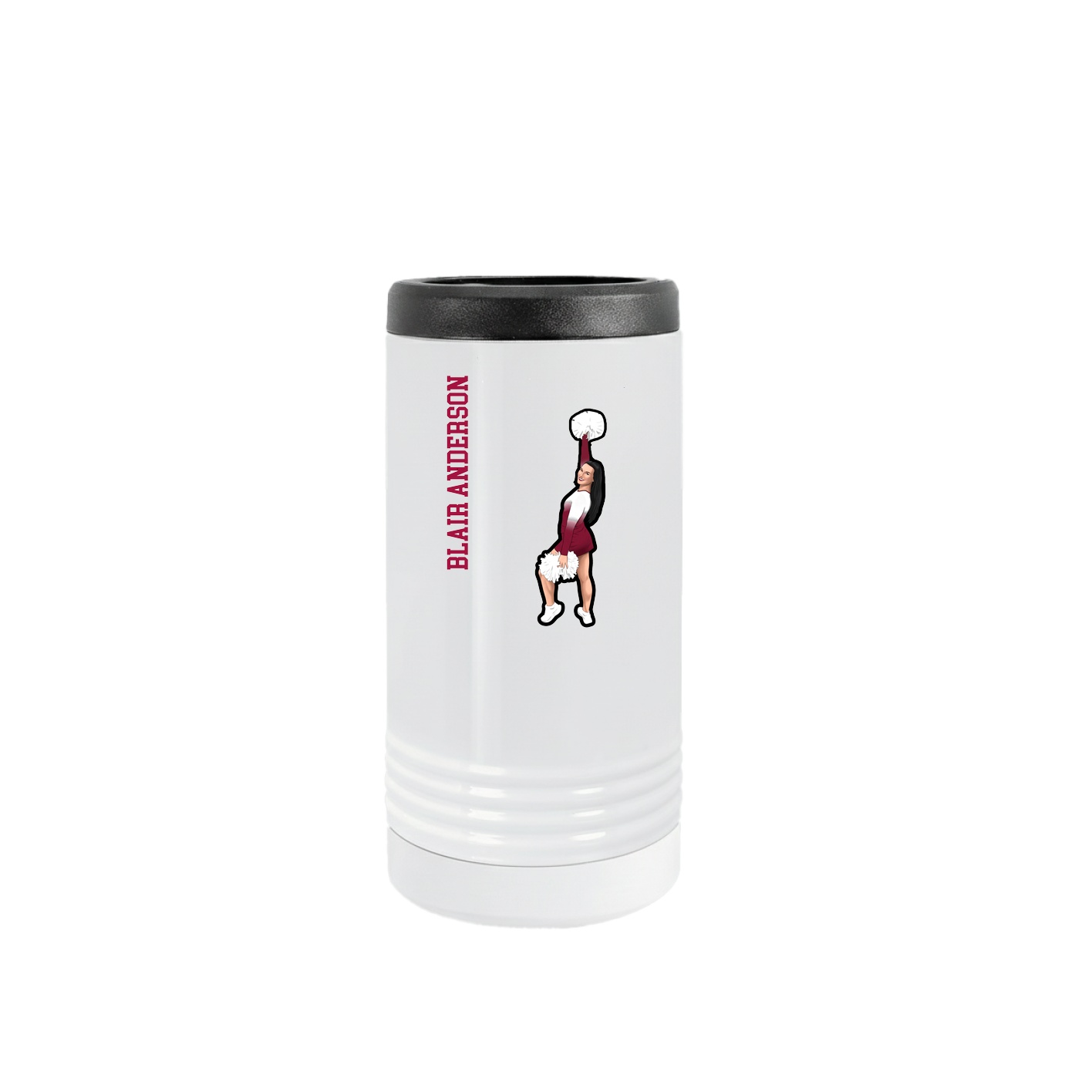 Slim Beverage Holder — Name Vertical in White