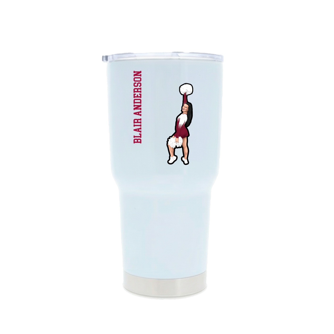 30oz Stainless Steel Tumbler — Name Vertical in White