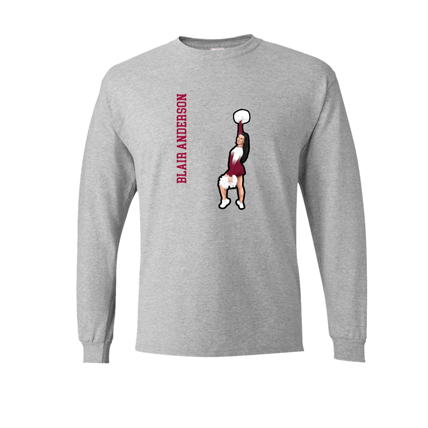 Long Sleeve Tee — Name Vertical in Grey
