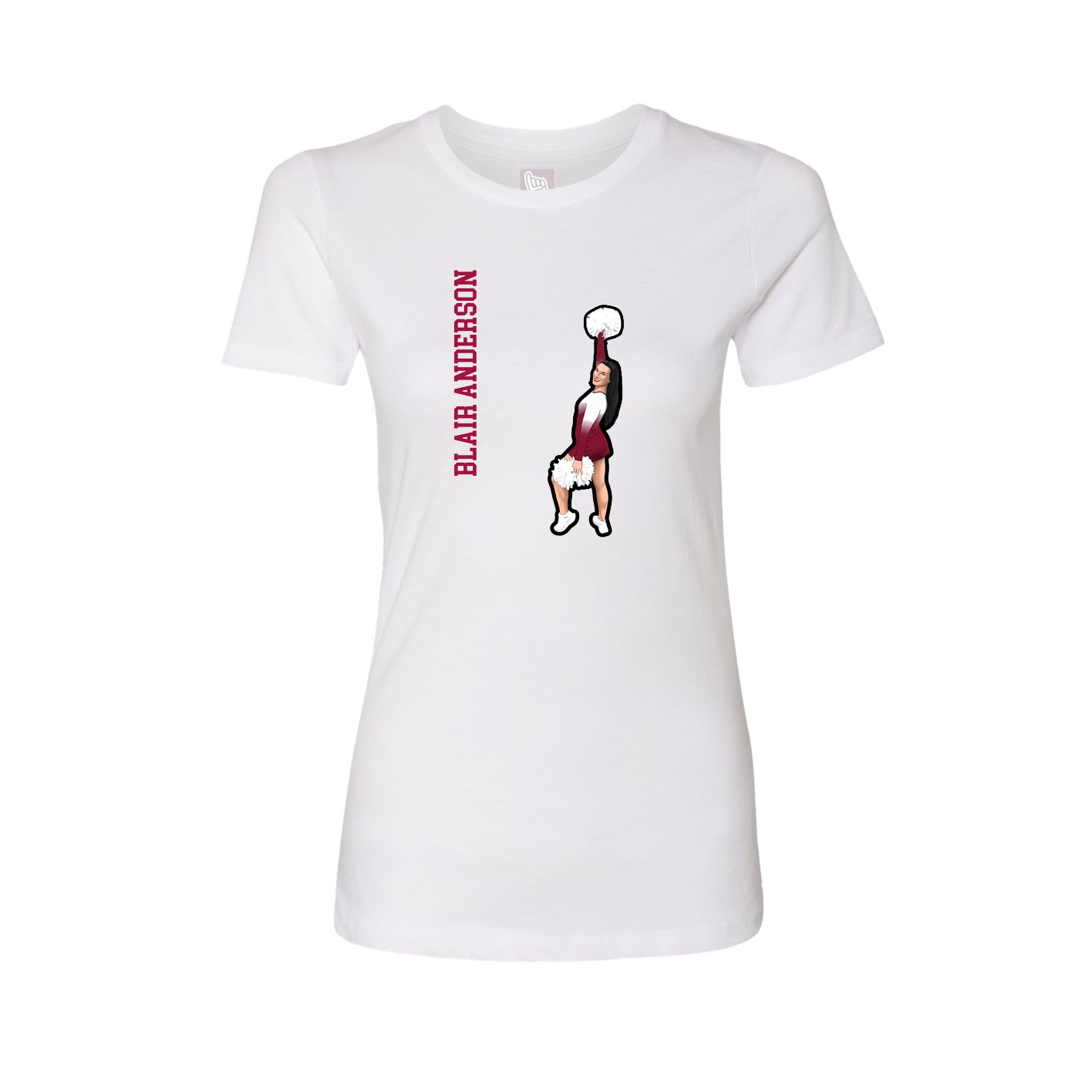 Fitted Women's Tee — Name Vertical in White