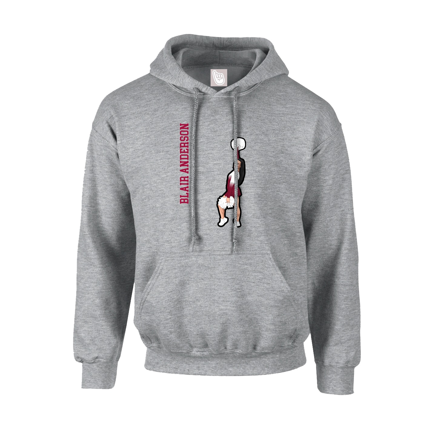 Hoodie — Name Vertical in Grey