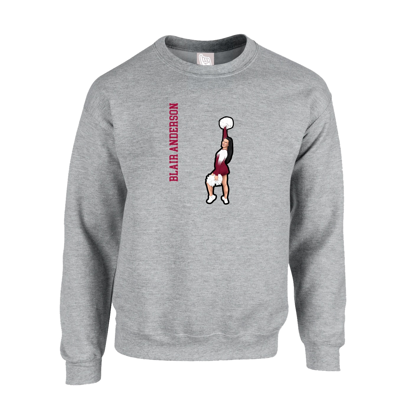 Fleece Crew — Name Vertical in Grey