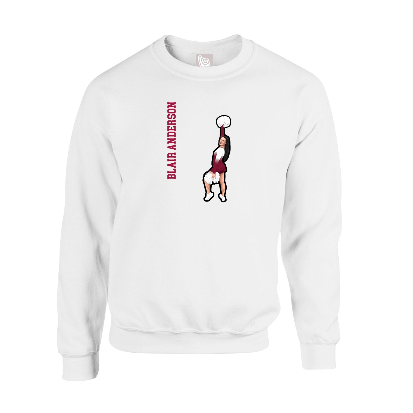 Fleece Crew — Name Vertical in White