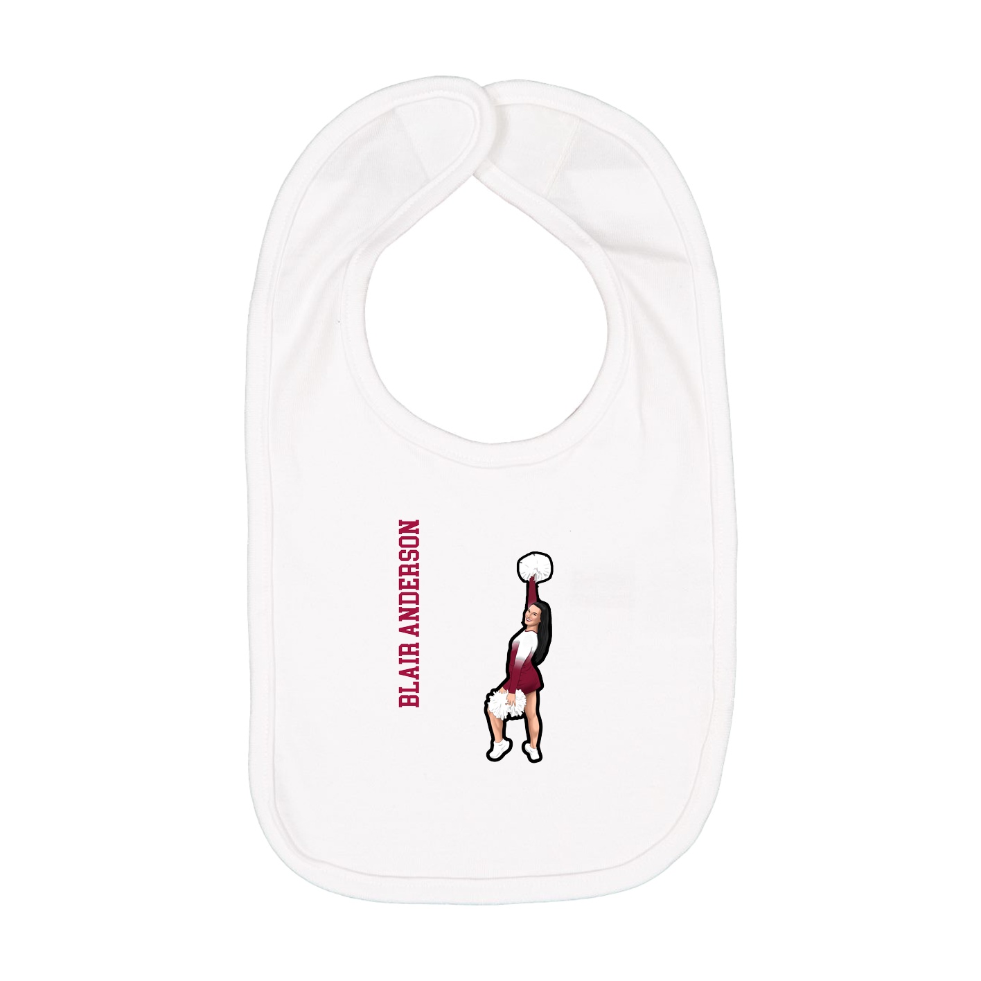 Infant Bib — Name Vertical in White