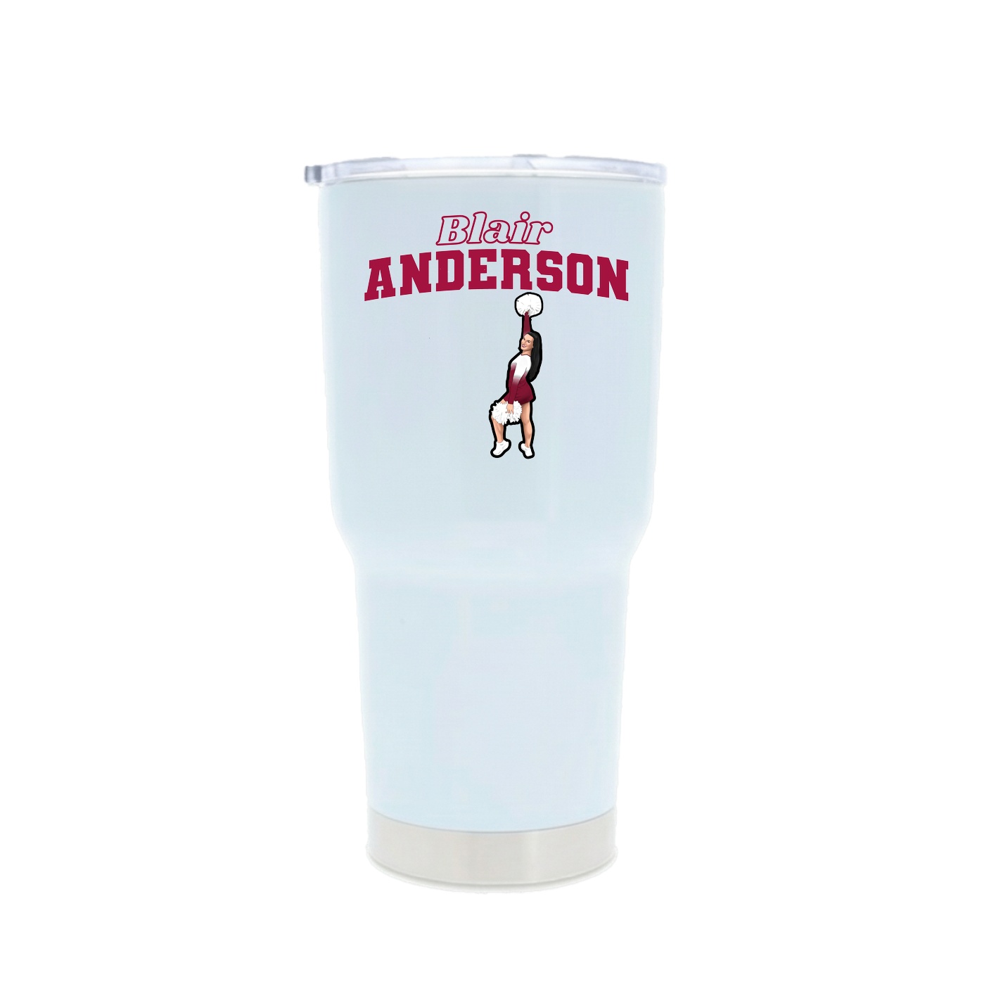 30oz Stainless Steel Tumbler — Name Arch in White