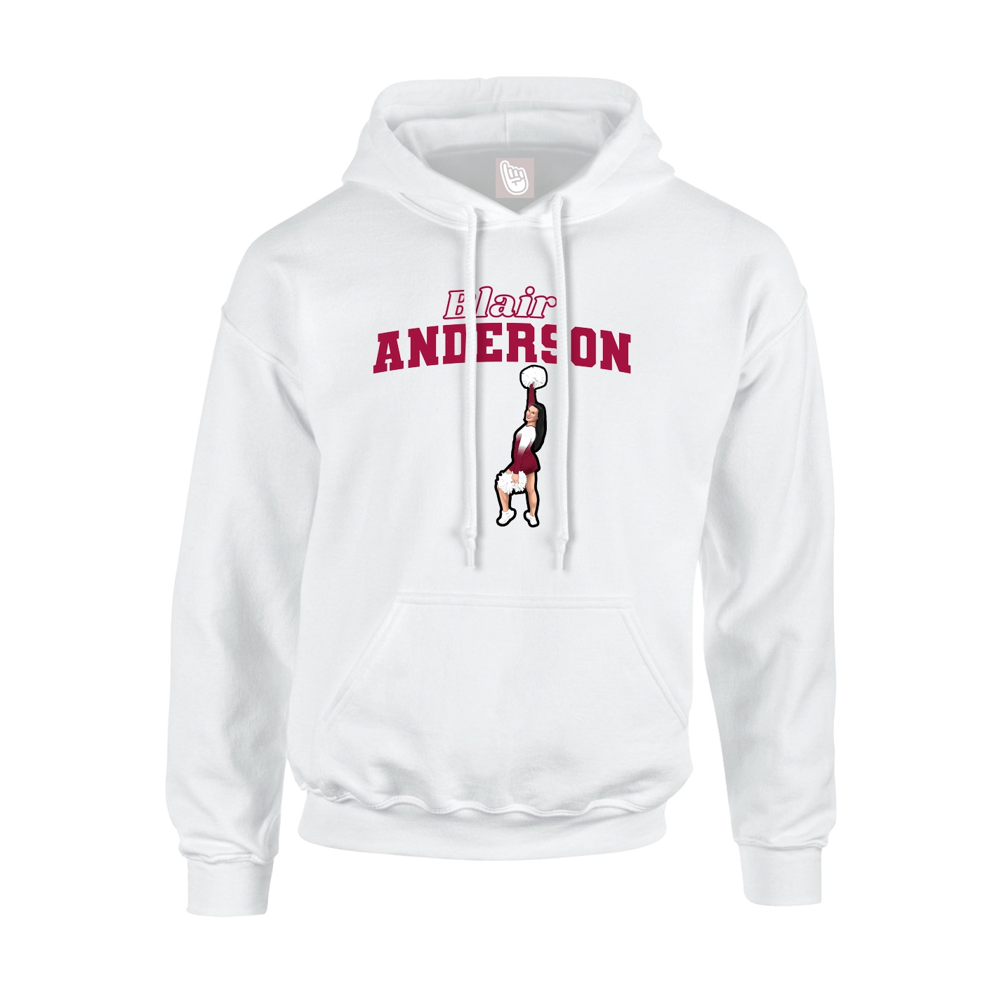 Youth Hoodie — Name Arch in White