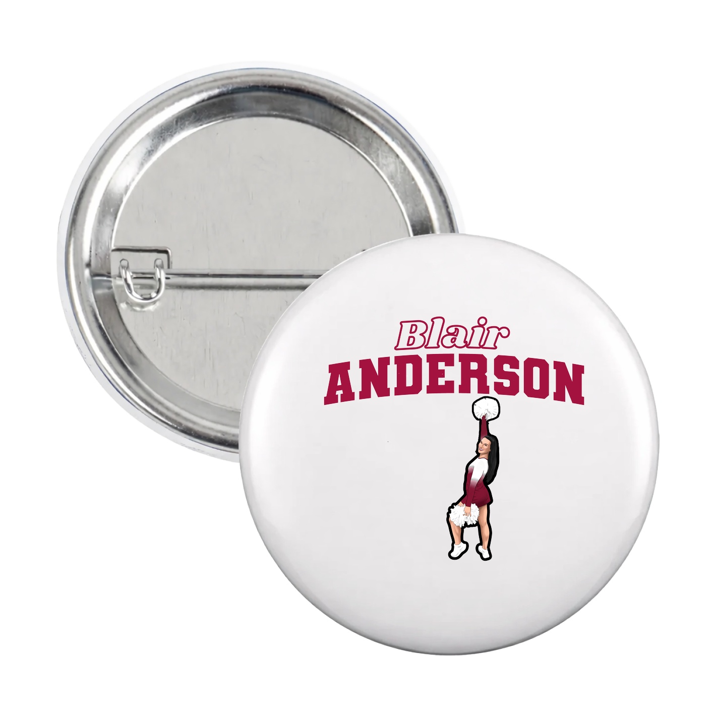 Game Day Button — Name Arch in White